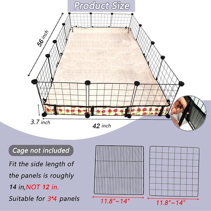 Guinea Pig Cage Liner，Washable Waterproof Oxford Cloth Cage Liners for Small Animals,Hamster Chinchilla Hedgehog Rabbit and Other Small Animals Not Include Cage(42x56 inches)