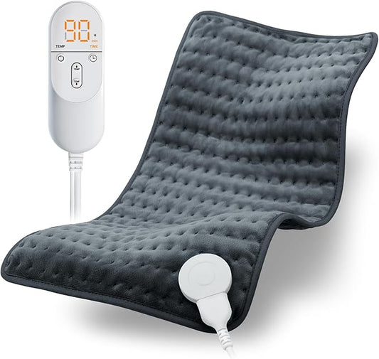 Heating Pad for Back, Electric Heating Pads for Cramps/Abdomen/Waist/Shoulder with 6 Heat Settings and Auto-Off, Moist/Dry Heat pad, Mothers Day Gifts for Mom Women Wife Grandma, 12" x 24"(Dark Grey)
