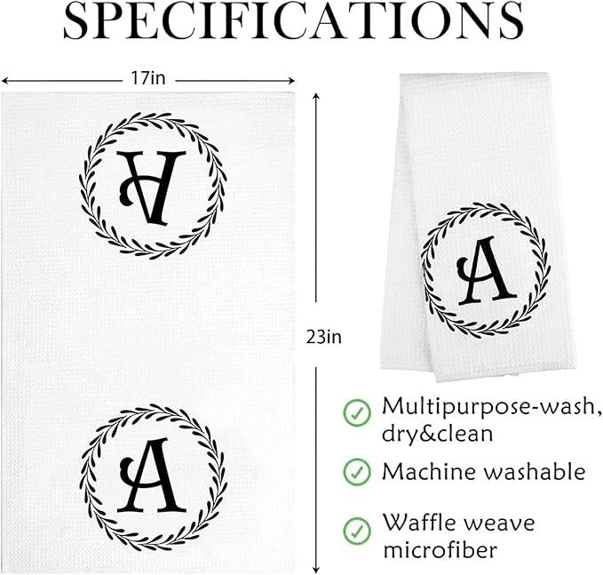 Monogrammed Hand Towels Name Ini-tial Letter N Kitchen Towels,Personalized Gifts for Women Wife Mom,Monogram Dish Towel Decorative Tea Towel 17x23 Inch,for Kitchen Bathroom