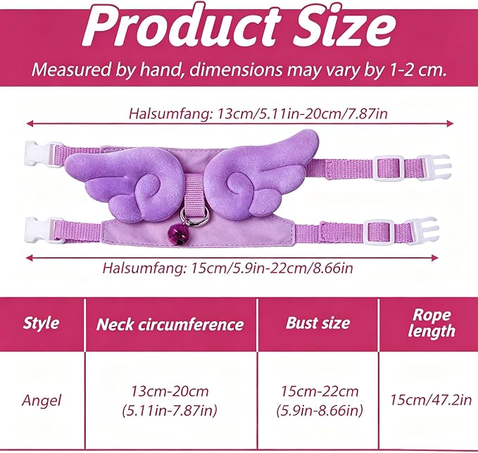 Ferret Harness and Leash Set Small Animals Vest Harness Soft-Harness Leash Vest Set with Bell Guinea Pig Clothes for Baby Ferret Rats Hamster Teacup Chihuahua Mouse Small Pet (Purple)