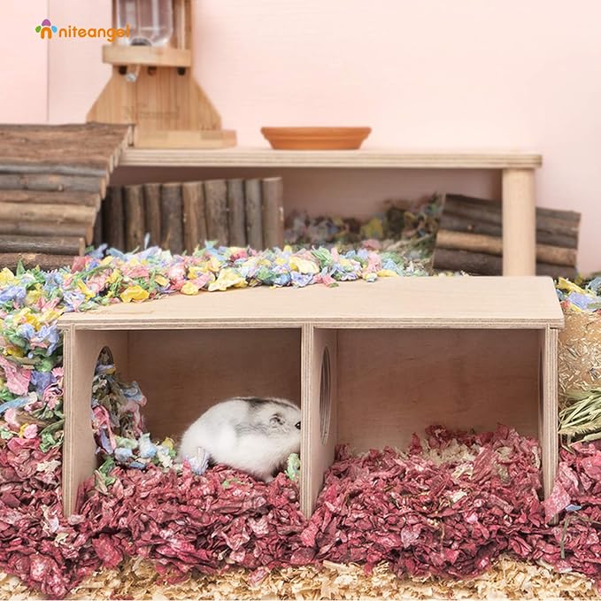 Niteangel Hamster Secret Peep Shed 2-Chamber Hideout & Tunnel Exploring Toys (Small - for Dwarf Hamster)