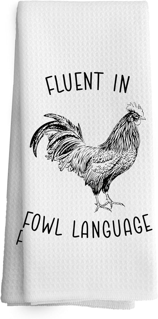 Chicken Kitchen Towels Funny Dish Towel with Sayings 16x24 Inches, Chicken Lovers Gifts Decorative Absorbent Dishcloths Tea Towels for Kitchen Bathroom Decor, Humorous Gifts for Women Men