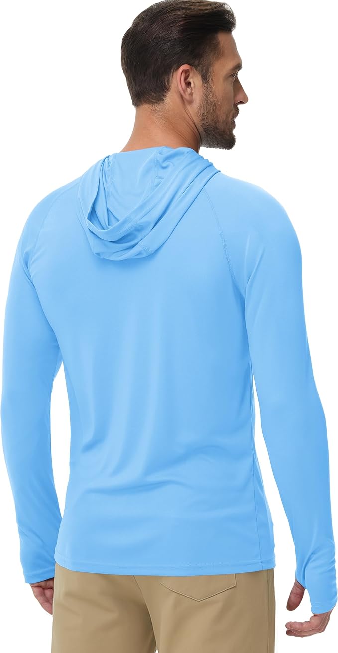 Boladeci Men's UPF 50+ Sun Protection Lightweight Hoodie Shirts Long Sleeve Fishing Shirt SPF UV Hiking Swim