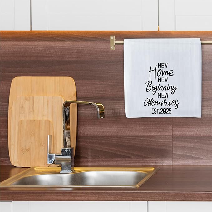 Kitchen Towels Housewarming Gifts for Friends,New Home New Memories Kitchen Tea Towels Gifts for Homeowners (24 x 16 in)