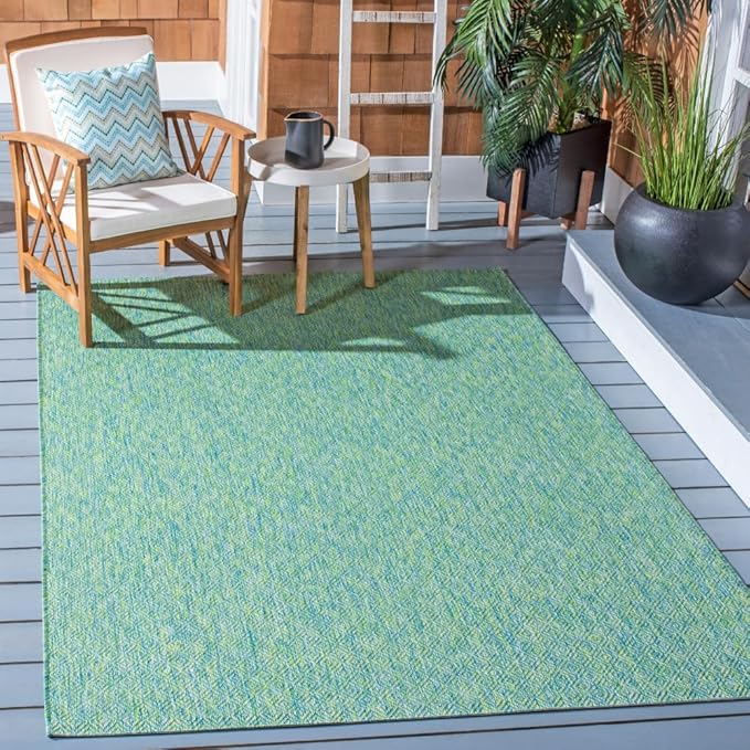 SAFAVIEH Courtyard Collection 5'3' x 7'7' Green/Blue CY8521 Indoor/ Outdoor Patio Backyard Mudroom Area Rug