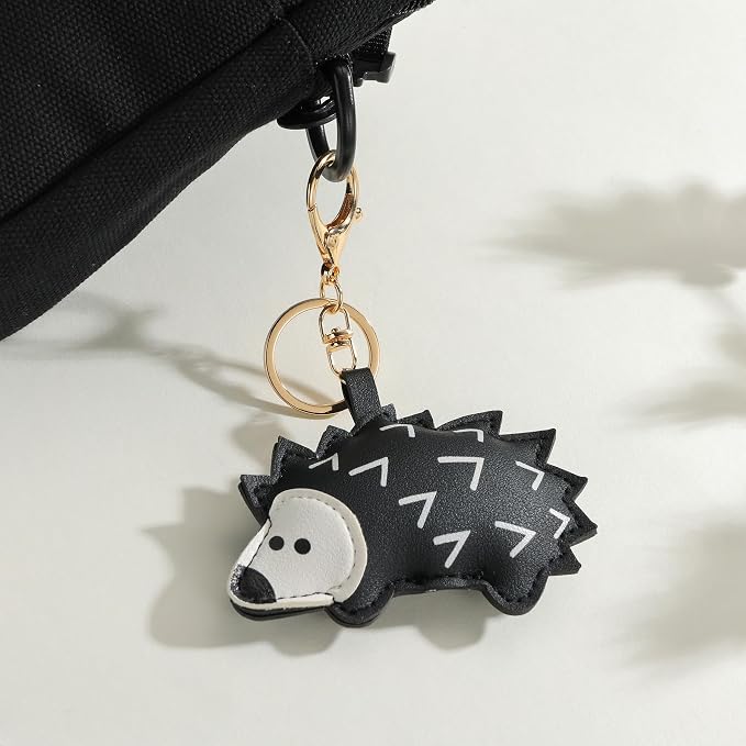 3D Hedgehog Bag Charm PU Leather Cute Charms for Car Key Purse Handbags Keychain Accessories Bestie Gift