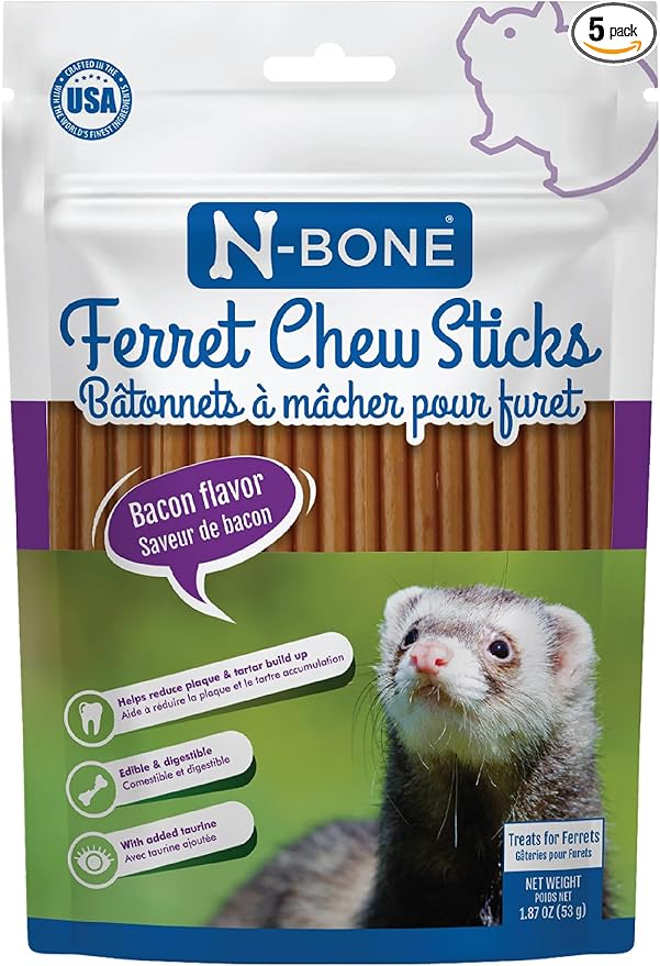 N-Bone Ferret Chew Sticks Bacon Flavor, 1.87-oz Bag (Pack of 5)
