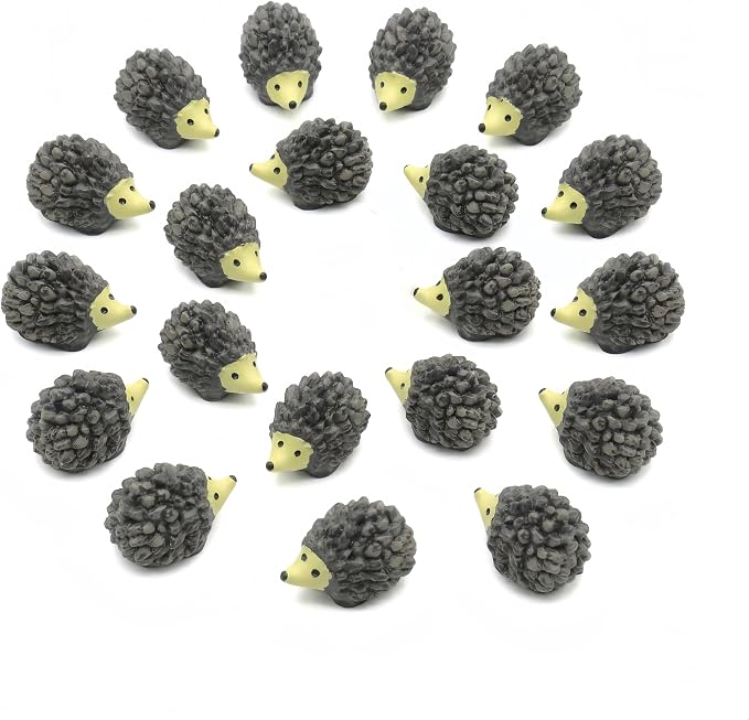 Hedgehog Figurines: 20Pcs Resin Hedgehog Miniature Moss Landscape DIY Crafts Accessories Animals Model for Fairy Garden Home Ornaments