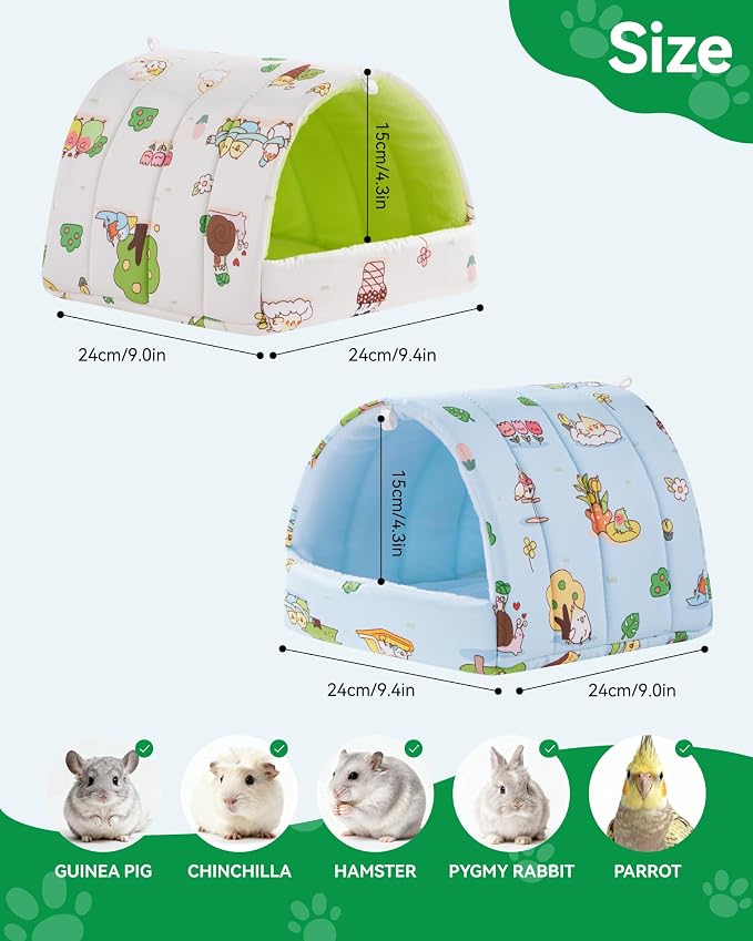 2 Pcs Guinea Pig Hideout Guinea Pig House,Washable Hamster Hideout Small Animal Cage Accessories for Mouse Chinchillas Hamsters Hedgehogs Ferrets Bearded Dragons and Rats