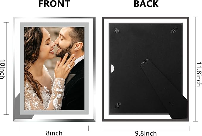 Vienrose 8x10 Picture Frame Set of 4, Clear Glass Photo Frames with Silver Edge, Horizontal or Vertical Display for Tabletop, Desk, Home, Office Decoration