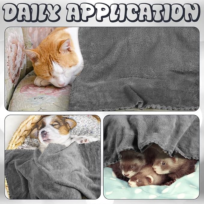 Newwiee 24 Pcs Guinea Pig Fleece Bedding Blankets Bulk Washable Small Animal Fleece Cage Liners Pet Wash Cloth Sleeping Mat Cover for Hamster Chinchilla Rabbit Hedgehog (14 x 30 Inch,Gray)