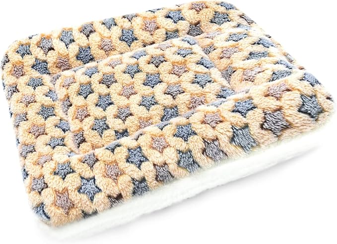 Small Animal Bed Mat, Soft & Warm, Suitable for Guinea Pig, Hamster, Rabbit, Rat and Bearded Dragon (X-Large(13.3''x9.4''), Star Brown)