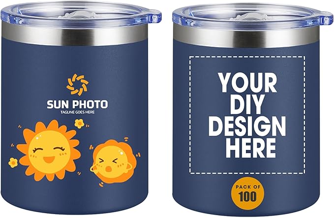 Personalized Custom Tumbler Print in USA 12oz 100Pcs Stainless Steel Travel Coffee Cup with Lid & Straw Double Wall Insulated Mug With Colorful Text Logo Photo