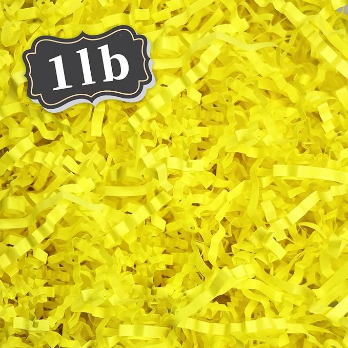 ZEBMOON 1 LB Yellow Crinkle Cut Paper Shred Filler Great for Gift Wrapping, Basket Filling, Birthday, Wedding, Halloween, Thanksgiving, Christmas Day New Year Party Decorations Filling Supplies