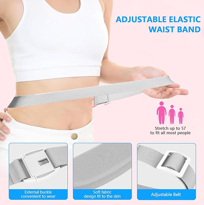 LISACOOL Portable Ccordless Heating Pad for Period Cramps Electric Waist Belt Device Portable Heatings Pad with 3 Heat Levels and 3 Massage Modes Birthday Gifts for Women and Girls (White)