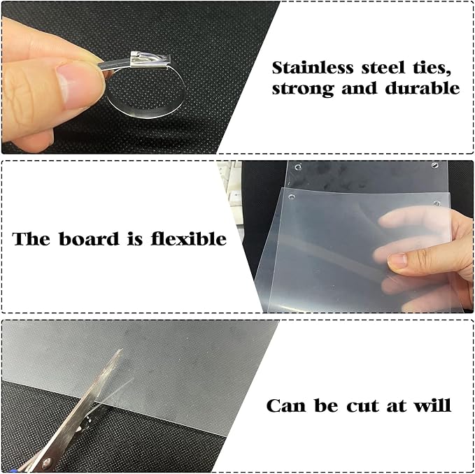 10 Pcs Pet Cage Liner 15.7'' x 6'', Cage Urine Guard Side Lining Clear Sheet with 50 Pcs Stainless Steel Zip Ties, Anti-Urine Side Lining Sheet for Rabbit Guinea Pig Hamster Ferret Chinchilla