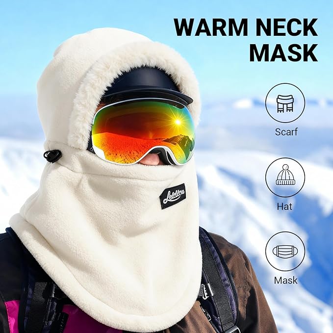 Balaclava Ski Mask for Women Winter Fleece Windproof Face Mask Neck Warmer Scarf Helmet Hood Outdoor