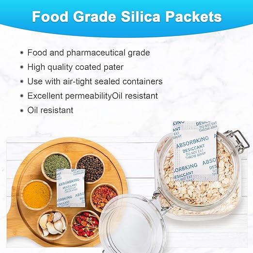 Desiccant Packs, 1 Gram 150 Packs Silica Gel Packets, Premium Color Indicating Moisture Absorbers for Food, Seeds, Jewelry, Electronics Storage