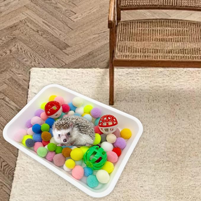 Hedgehog Dig Box Tray Set, Funny Hedgehog Enrichment Toy for Cage Accessories, Small Animal Ball Bells for Hamster Guinea Pig Ferret