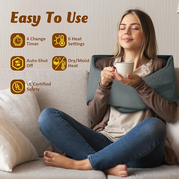 Heating Pad for Back, Electric Heating Pad for Period Cramps, Wrap Around Heated Pad for Waist Stomach Neck Shoulders with Belt, Anniversary & Birthday Gifts for Women Men Mom Dad Wife Husband