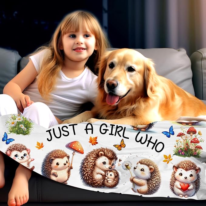 Hedgehog Blanket Gifts for Women Hedgehogs Blankets and Throws Stuff Cute Hedgehog Gifts for Women Girls Boys Kids Adults Animal Lovers Birthday Decorations Room Decor 50"X40"
