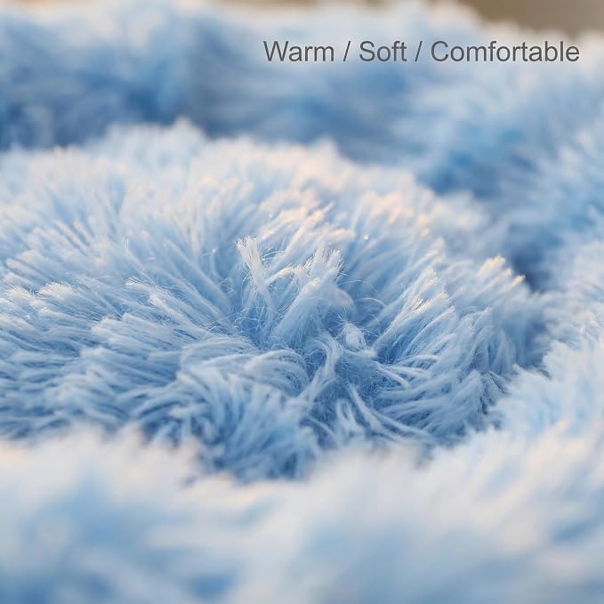 Guinea Pig Bed for Small Animal for Dwarf Rabbits/Hamster/Hedgehog/Ferrets | 11.8 Inch Small Animal Beds Washable，Hideout Soft & Comfortable Donut Bed,Blue and White