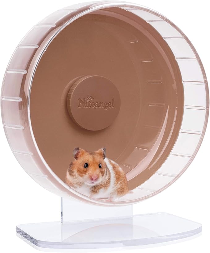 Niteangel Super-Silent Hamster Exercise Wheels: Quiet 10 inch Running Wheel | Can 10.6-13.4" Adjustable Height - No Bend Back Spinner Running for Dwarf Syrian Hamster Gerbils Mice Or Other Small Animal