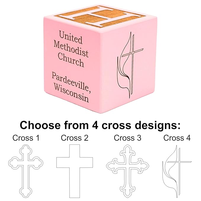 Personalized Pink Baby Baptism/Dedication/Christening Wood Block, Choose From 3 Sizes, Baptism Gift For Girl, Baby Dedication Gifts, Unique Baptism Gifts (2.5" pink)