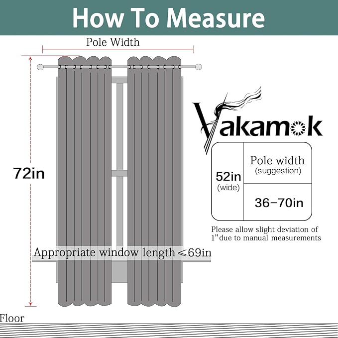 Yakamok 100% Blackout Curtains for Bedroom, Thermal Insulated Double Layer Drapes with Grommet for Living Room, Cream, 2 Panels, W52 x L72