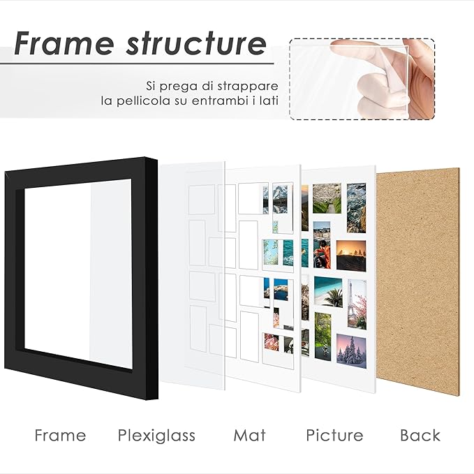 22x22 Picture Frame 4x6 Collage Picture Frame Displays Sixteen 4x6 inch Photos Collage Wall Decor Wall Hanging Black