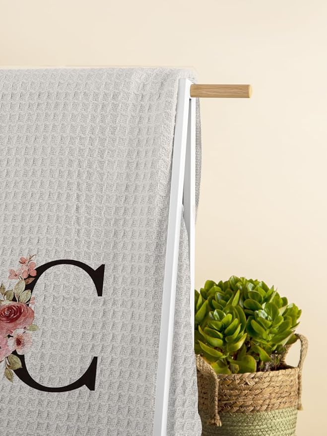 Kitchen Towels, Personalized Gifts Mode Monogram Letter C Kitchen Towels Dish Towels for Dinning Bathroom, Christmas Birthday Gifts for Women, Kitchen Towels and Dishcloths Sets 16×24 Inches