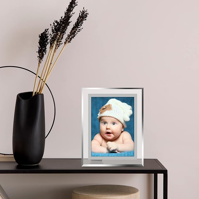 Vienrose 4x6 Picture Frame Set of 6, Clear Glass Photo Frames with Silver Edge, Horizontal or Vertical Display for Tabletop, Desk, Home, Office Decoration