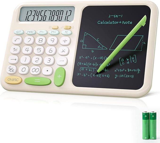 Desk Basic Calculator with Notepad for School ROATEE Cute Simple Big Button Standard Kawaii Calculator for Desk Back to School Supplies Non Scientific Calculator Green Basic Calculators for Students