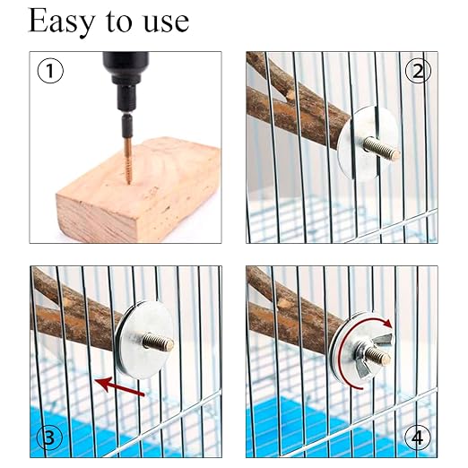 Bird Perch Screws Bird Cage Hardware 10 Sets & Drill Tool for Fixing Perch | Bird cage accessories for fixing perch, bird playground, food bowls feeder breeding box