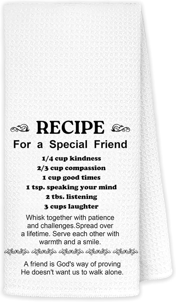 JINYO Friendship Kitchen Towels for Friends, Best Friend Bestie Gifts Dish Towel Tea Towels for Kitchen, Friendship Gifts for Women Hand Towels, 16x24 Inch
