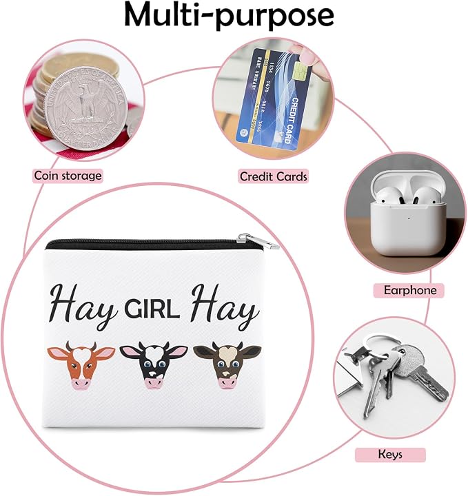 Cow Lover Gift Coin Purse for Women Cow Themed Gift Friend Cowgirl Christmas Graduation Birthday Gifts Coin Pouch Animal Lover Best Friend Sister Christmas Birthday Gifts Zipper Change Pouch
