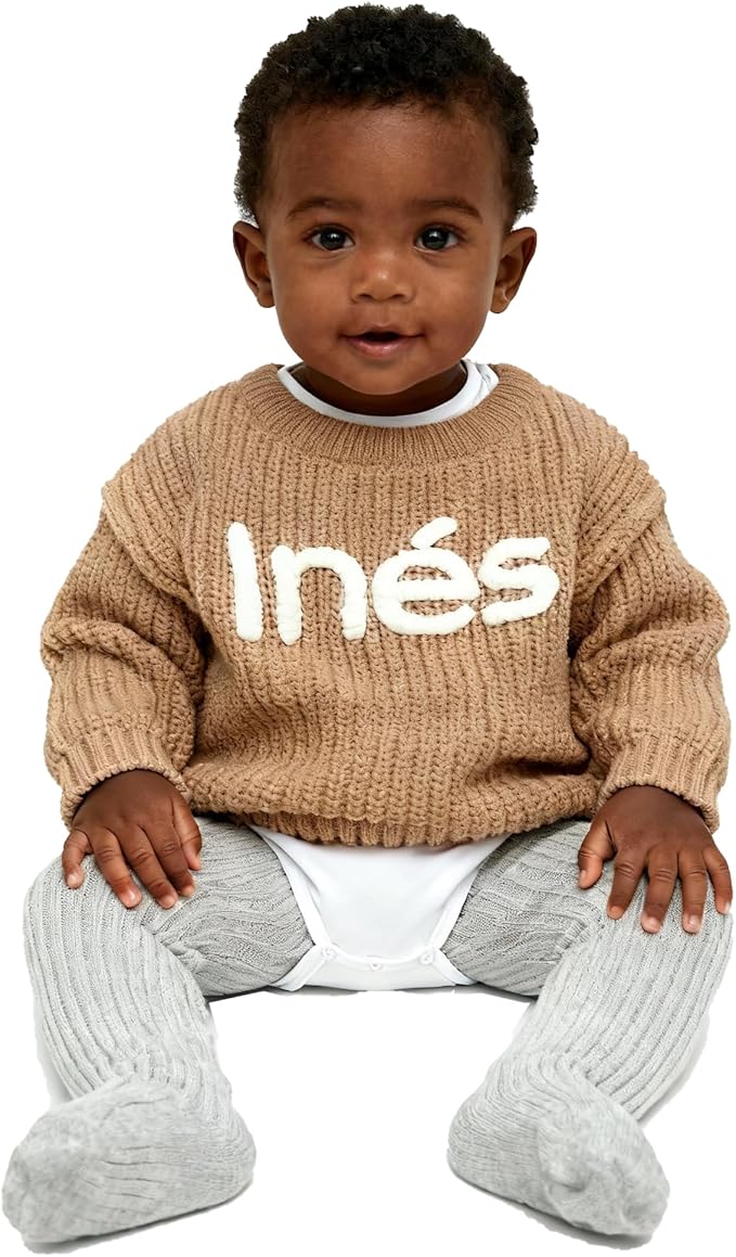 Personalized Knit Baby Boy Girl Sweater with Name Custom Pullover Sweatshirt Custom Baby Gifts