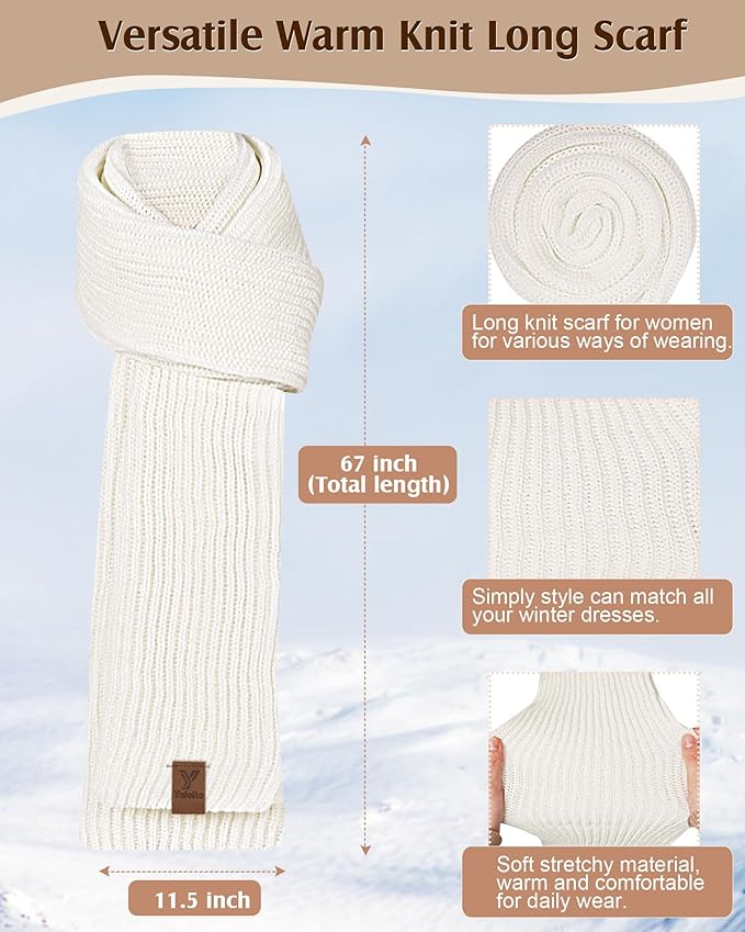 Women Beanie Scarf Gloves Headband Set, Winter Fleece Lined Hat Ear Warmer Knit Scarf Women Gloves Gift Set 4 in 1