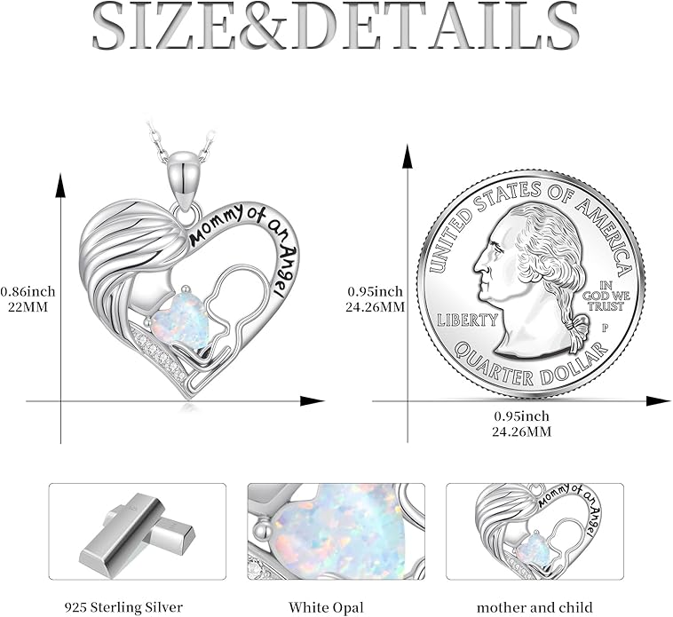 Miscarriage Necklace Gifts for Mothers 925 Sterling Silver Mommy of An Angel Pendant Memorial Jewelry Loss of Pregnancy Sympathy Gifts for Women