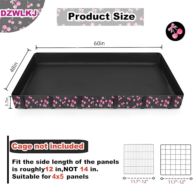 DZWLKJ Waterproof Guinea Pig Cage Liner,Washable Tarp Bottom Base,Cherry Graphic,48"x60", Reusable for Rabbit, Chinchilla, Hedgehog, Ferret & Other Small Animals.