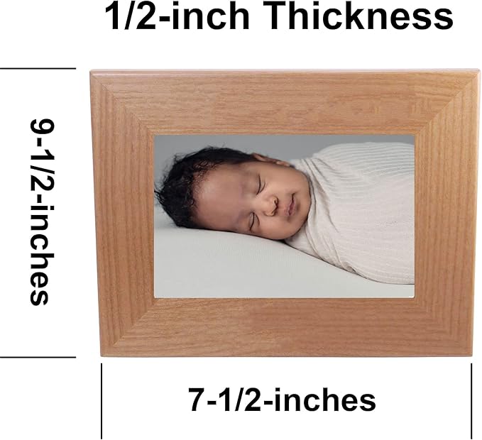 Personalized Add Your Custom Text Hanging/Tabletop Wall Natural Alder Wood Picture Photo Frame Customizable (5x7-inch Horizontal)