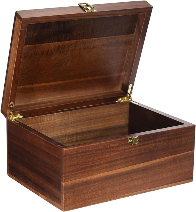 Large Wooden Keepsake Box - Wood Storage Box Decorative Boxes with Lid for Storing Keepsake Memory Gift, 11 IN Decorative Boxes for Home Decor-WB004- Large