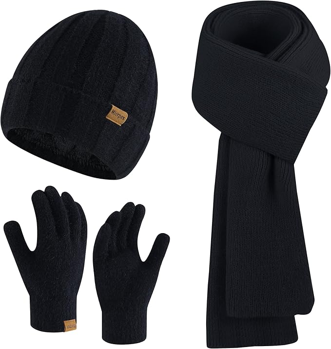 Womens Beanie Hat Scarf Gloves Set Gifts for Women Men