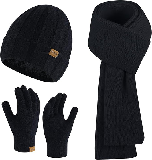 Womens Beanie Hat Scarf Gloves Set Gifts for Women Men
