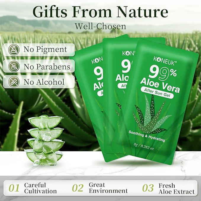 30 Pack Aloe Vera Gel for Face, Hair, Skin, Sunburn Relief, 99% Pure Aloe Vera Gel for After Sun Skin Care Relief, Bulk Aloe Gel Travel Size for All Skin Types