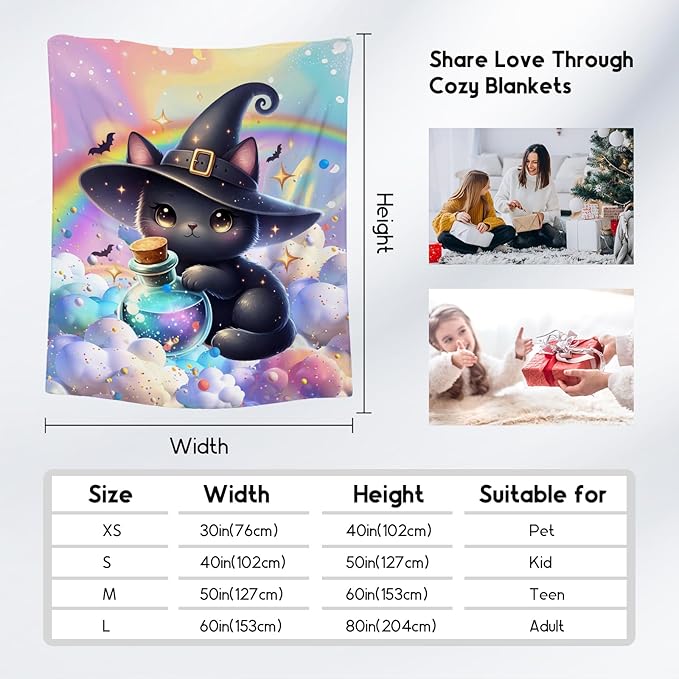 Kids Blankets Blanket Gifts for Cat Lovers - 30x40 Inches Cozy Soft Flannel Throw for Girls