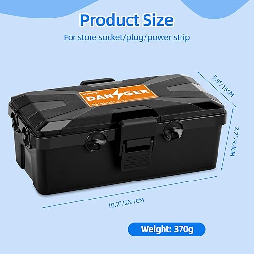Blumway Medium Outdoor Electrical Box (10 x 5.9 x 3.7 inch), IP54 Waterproof Outdoor Outlet Covers Weatherproof,Fluorescent Label,Covers Protect Outlet,Plug,Power Strip,Timer,Socket,Holiday Light