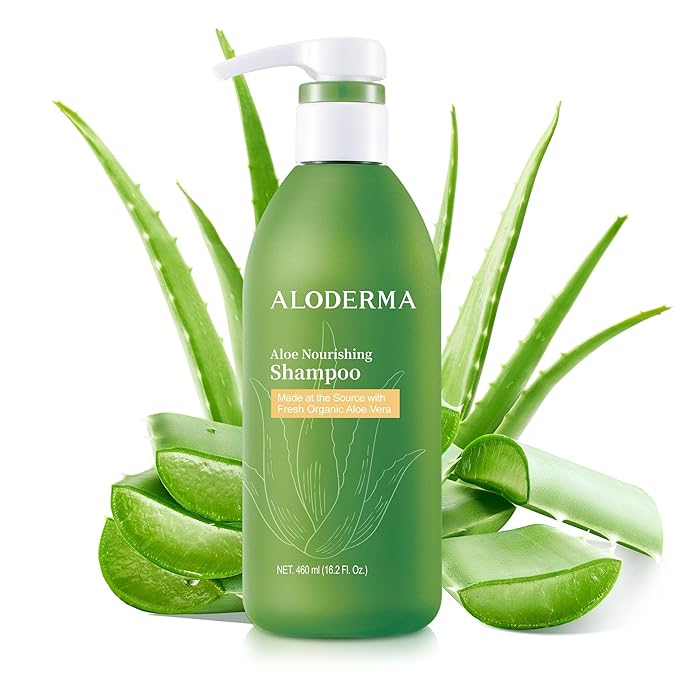 Aloderma Aloe Nourishing Shampoo Featuring Fresh, Organic Aloe Vera for Dry and Damaged Hair - Gently Cleanses and Moisturizes Dehydrated Hair for Soft, Healthy Hair - Alcohol, Paraben-Free - 16oz