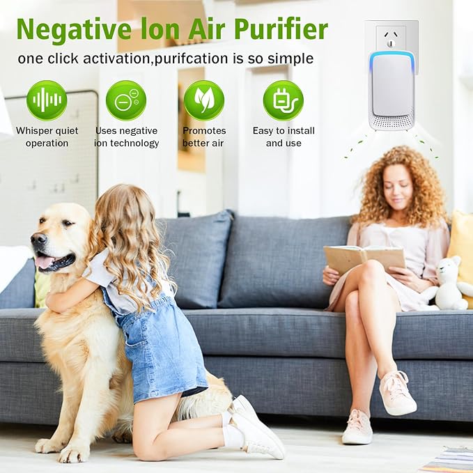 3 Pack Plug In Air Ionizers-Negative Ion Air Purifier for Home Silent Work Air Cleaner for Bathroom,Living Room,Office,Kitchen,Pet Room,Portable Ionic Air Purifier for Bedroom(3)