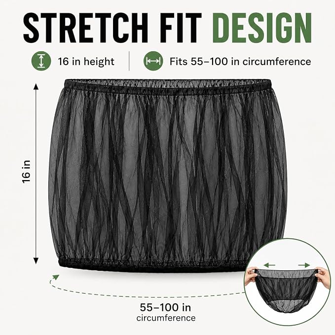 RAINFLOW 2 Pack Bird Cage Seed Catcher - Adjustable Bird Cage Skirt | Black & White, Fits 55-100 in Circumference, 16 in High, Breathable Seed Guard for Parrot, Parakeet and Cockatiel Cages